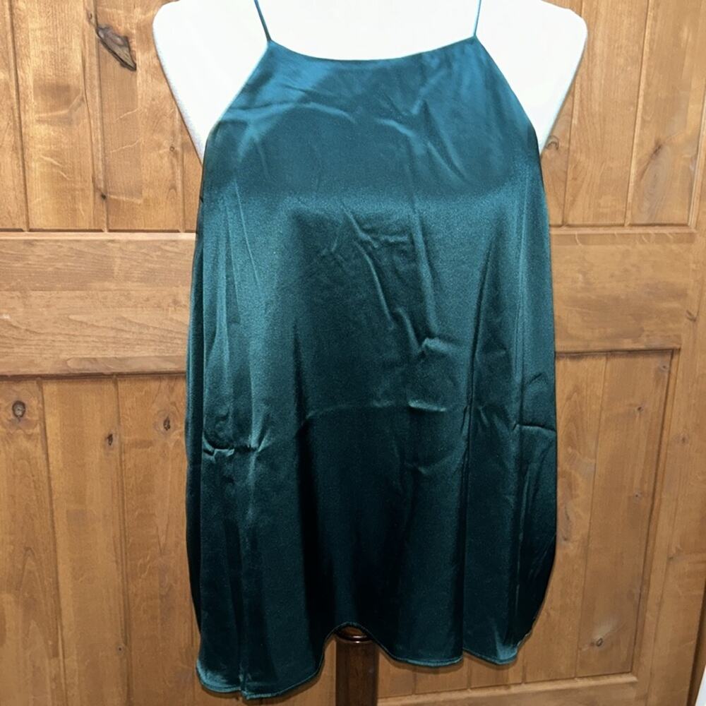 NWT Banana Republic Sombra 100% Silk Top Holiday Forest Green